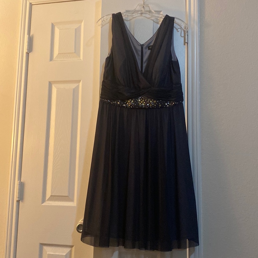 La Nouvelle Renaissance Black cocktail dress with bead detail on waist